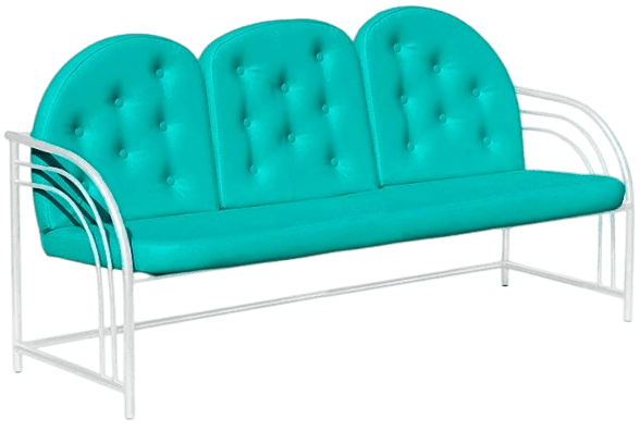 Купить диван для ожидания с пуговицами Д04, со спинкой, 3-х местный - цвет Dollaro Seagreen с доставкой по России